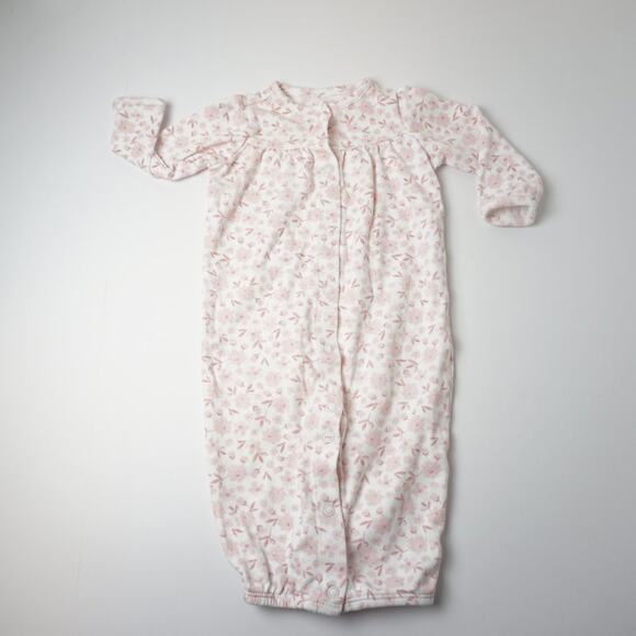 Carter's 2-Piece Convertible Snap Romper & Hat Set White Pink Floral Print (6m) - Picture 3 of 7